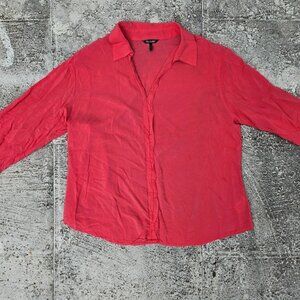 Daisy Fuentes Women Top Shirt Rose Pink Rayon Long Sleeve Blouse Size XL